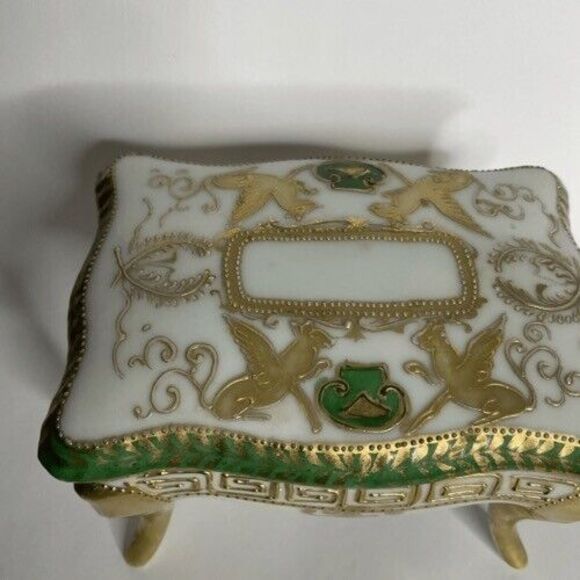 Nippon Trinket Box Piano Bench Style Rectangular 4 Legs Hand Painted 2.5" X 3.5" - Picture 8 of 13